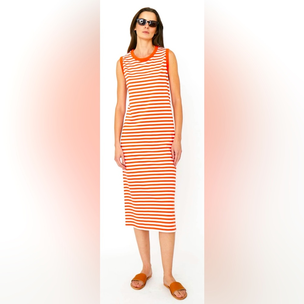 KULE Orange and White Striped Tank dress size S 100%cotton